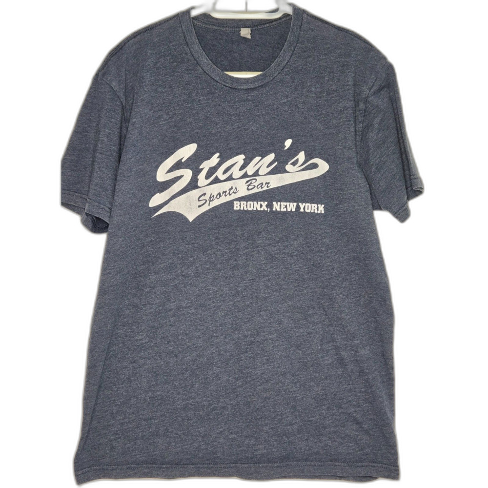 Stan's Sports Bar Bronx NY Graphic T-Shirt | Men's Size L | Navy Heather Blue